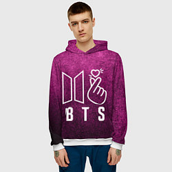 Толстовка-худи мужская BTS БТС K-Heart Z, цвет: 3D-белый — фото 2