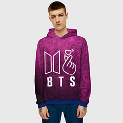 Толстовка-худи мужская BTS БТС K-Heart Z, цвет: 3D-синий — фото 2