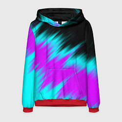 Толстовка-худи мужская НЕОНОВЫЕ ПОЛОСЫ И НИЧЕГО ЛИШНЕГО NEON STRIPES, цвет: 3D-красный