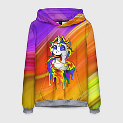 Толстовка-худи мужская Единорог Unicorn Rainbow Z, цвет: 3D-меланж