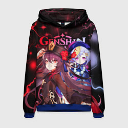 Толстовка-худи мужская Ху Тао и Ци Ци, Genshin Impact, цвет: 3D-синий