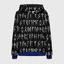 Толстовка-худи мужская СЛАВЯНСКИЕ СКАНДИНАВСКИЕ РУНЫ РУНИЧЕСКИЙ АЛФАВИТ, цвет: 3D-синий