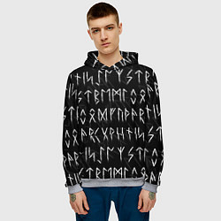 Толстовка-худи мужская СЛАВЯНСКИЕ СКАНДИНАВСКИЕ РУНЫ РУНИЧЕСКИЙ АЛФАВИТ, цвет: 3D-меланж — фото 2