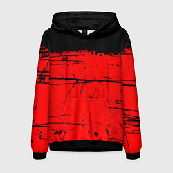 Толстовка-худи мужская КРАСНЫЙ ГРАНЖ RED GRUNGE, цвет: 3D-черный