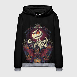 Толстовка-худи мужская Скелет Хэллоуин, цвет: 3D-меланж