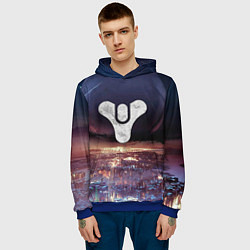 Толстовка-худи мужская ДЕСТИНИ ЗЕМЛЯ ХАБ, СТРАННИК НАД ГОРОДОМ, цвет: 3D-синий — фото 2