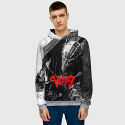 Толстовка-худи мужская BERSERK ЧБ БЕРСЕРК, цвет: 3D-меланж — фото 2