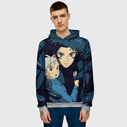 Толстовка-худи мужская Ходячий замок Софи и Хаул летят, цвет: 3D-меланж — фото 2