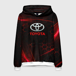 Толстовка-худи мужская Toyota Неоновые соты, цвет: 3D-белый