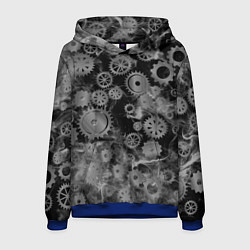 Толстовка-худи мужская Механизм и дым, стимпанк, цвет: 3D-синий