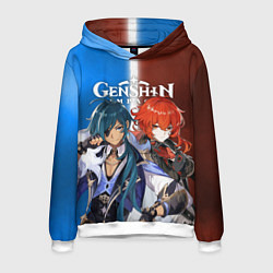 Толстовка-худи мужская КЭЙА И ДИЛЮК ГЕНШИН, цвет: 3D-белый