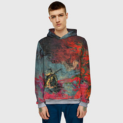 Толстовка-худи мужская Sekiro Самурай против дракона, цвет: 3D-меланж — фото 2