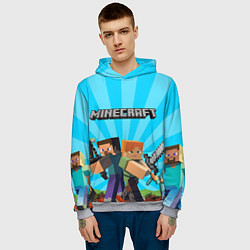 Толстовка-худи мужская МАЙНКРАФТ ГЕРОИ ИГРЫ MINECRAFT, цвет: 3D-меланж — фото 2