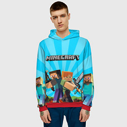 Толстовка-худи мужская МАЙНКРАФТ ГЕРОИ ИГРЫ MINECRAFT, цвет: 3D-красный — фото 2