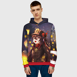 Толстовка-худи мужская Ху Тао Genshin Impact, цвет: 3D-красный — фото 2