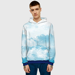 Толстовка-худи мужская Плотные облака, цвет: 3D-синий — фото 2