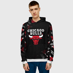 Толстовка-худи мужская ЧИКАГО БУЛЛС БЫКИ CHICAGO BULLS, цвет: 3D-белый — фото 2