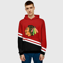 Толстовка-худи мужская Chicago Blackhawks, NHL, цвет: 3D-черный — фото 2