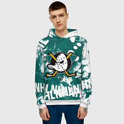 Толстовка-худи мужская Анахайм Дакс Anaheim Ducks, цвет: 3D-белый — фото 2