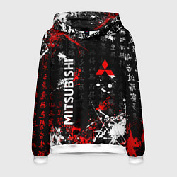 Толстовка-худи мужская Японские символы Митсубиси, цвет: 3D-белый