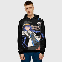 Толстовка-худи мужская Реинкарнация безработного - Рокси Мигурдия, цвет: 3D-черный — фото 2