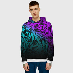Толстовка-худи мужская НЕОНОВОЕ ГРАФФИТИ NEON, цвет: 3D-белый — фото 2