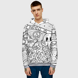 Толстовка-худи мужская All you need is The Beatles Раскраска, цвет: 3D-меланж — фото 2