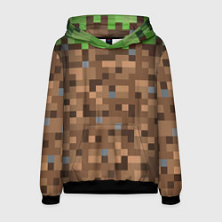 Толстовка-худи мужская ЗЕМЛЯ DIRT MINECRAFT, цвет: 3D-черный