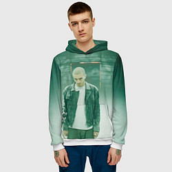 Толстовка-худи мужская Хаски в комнате, цвет: 3D-белый — фото 2