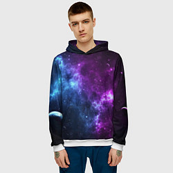 Толстовка-худи мужская NEON GALAXY НЕОНОВЫЙ КОСМОС, цвет: 3D-белый — фото 2