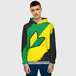 Толстовка-худи мужская JDM GREEN YELLOW LOGO, цвет: 3D-меланж — фото 2