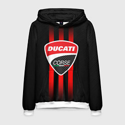 Толстовка-худи мужская DUCATI CARBON LOGO ITALY CONCERN, цвет: 3D-белый