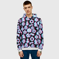 Толстовка-худи мужская Новогодний глюк, цвет: 3D-белый — фото 2