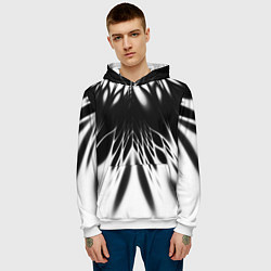 Толстовка-худи мужская Белый и черный - коллекция Лучи - Хуф и Ся, цвет: 3D-белый — фото 2