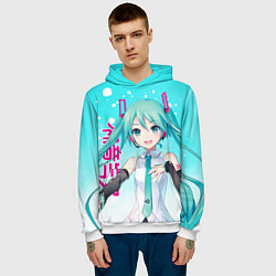 Толстовка-худи мужская Hatsune Miku, Мику Хацунэ, цвет: 3D-белый — фото 2
