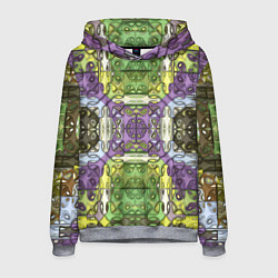 Толстовка-худи мужская Коллекция Фрактальная мозаика Фиолетово-зеленый, цвет: 3D-меланж