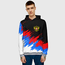 Толстовка-худи мужская РОССИЯ, БРЫЗГИ КРАСОК, ТРИКОЛОР, цвет: 3D-меланж — фото 2