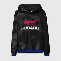 Толстовка-худи мужская SUBARU STI, СУБАРУ, цвет: 3D-синий