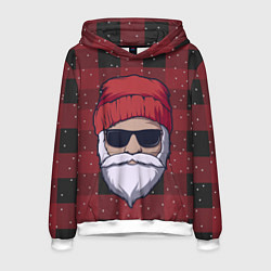 Толстовка-худи мужская SANTA HIPSTER САНТА ХИПСТЕР, цвет: 3D-белый