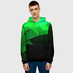Толстовка-худи мужская Изумрудный Зеленый Геометрия, цвет: 3D-черный — фото 2
