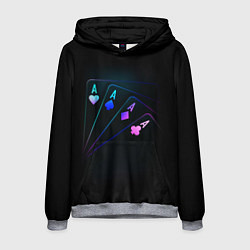 Толстовка-худи мужская НЕОНОВЫЕ КАРТЫ NEON, цвет: 3D-меланж