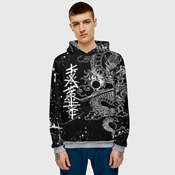 Толстовка-худи мужская БЕЛЫЙ ДРАКОН ЯПОНИЯ WHITE DRAGON, цвет: 3D-меланж — фото 2