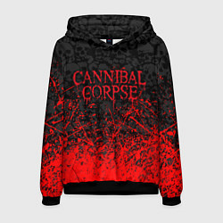 Толстовка-худи мужская CANNIBAL CORPSE, БРЫЗГИ КРАСОК ЧЕРЕПА, цвет: 3D-черный