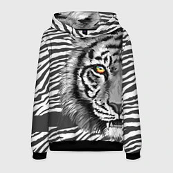 Толстовка-худи мужская Голова тигра 22, цвет: 3D-черный