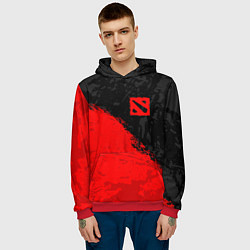 Толстовка-худи мужская DOTA 2 RED LOGO, БРЫЗГИ КРАСОК, цвет: 3D-красный — фото 2