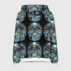 Толстовка-худи мужская Skulls pattern 2028, цвет: 3D-белый