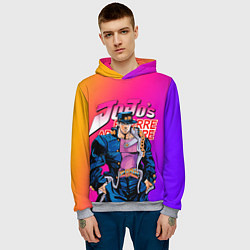 Толстовка-худи мужская JOJO BIZARRE ADVENTURE ДЖО ДЖО ГРАДИЕНТ, цвет: 3D-меланж — фото 2