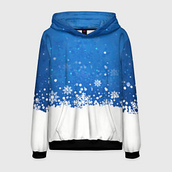Толстовка-худи мужская Снежинки - С Новым Годом, цвет: 3D-черный
