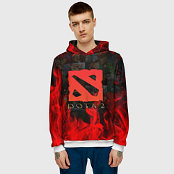 Толстовка-худи мужская DOTA 2 ЛОГО В ОГНЕ, ПЕРСОНАЖИ, цвет: 3D-белый — фото 2