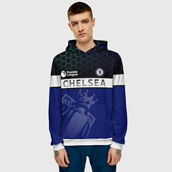 Толстовка-худи мужская FC Chelsea London ФК Челси Лонон, цвет: 3D-белый — фото 2